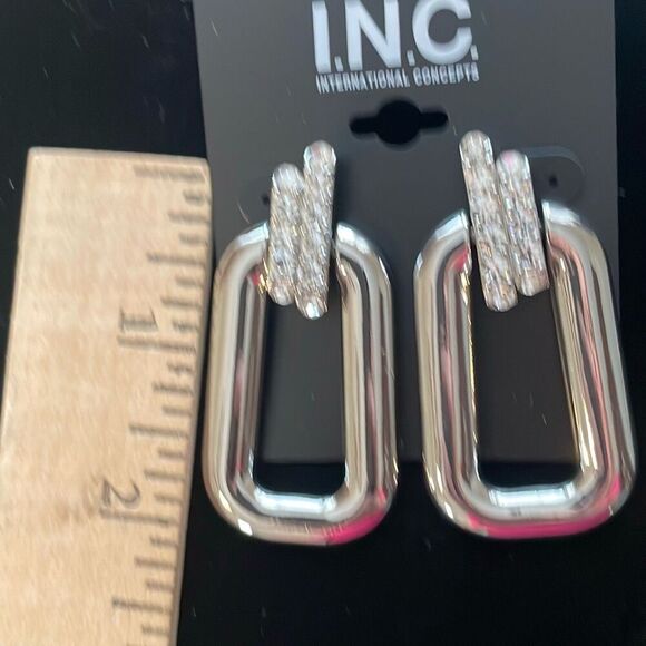 INC International Concepts Womens Silver Tone Drop Dangle Earrings 2.5" New - Picture 4 of 4